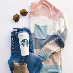 NWT vanilla bay striped sweater large